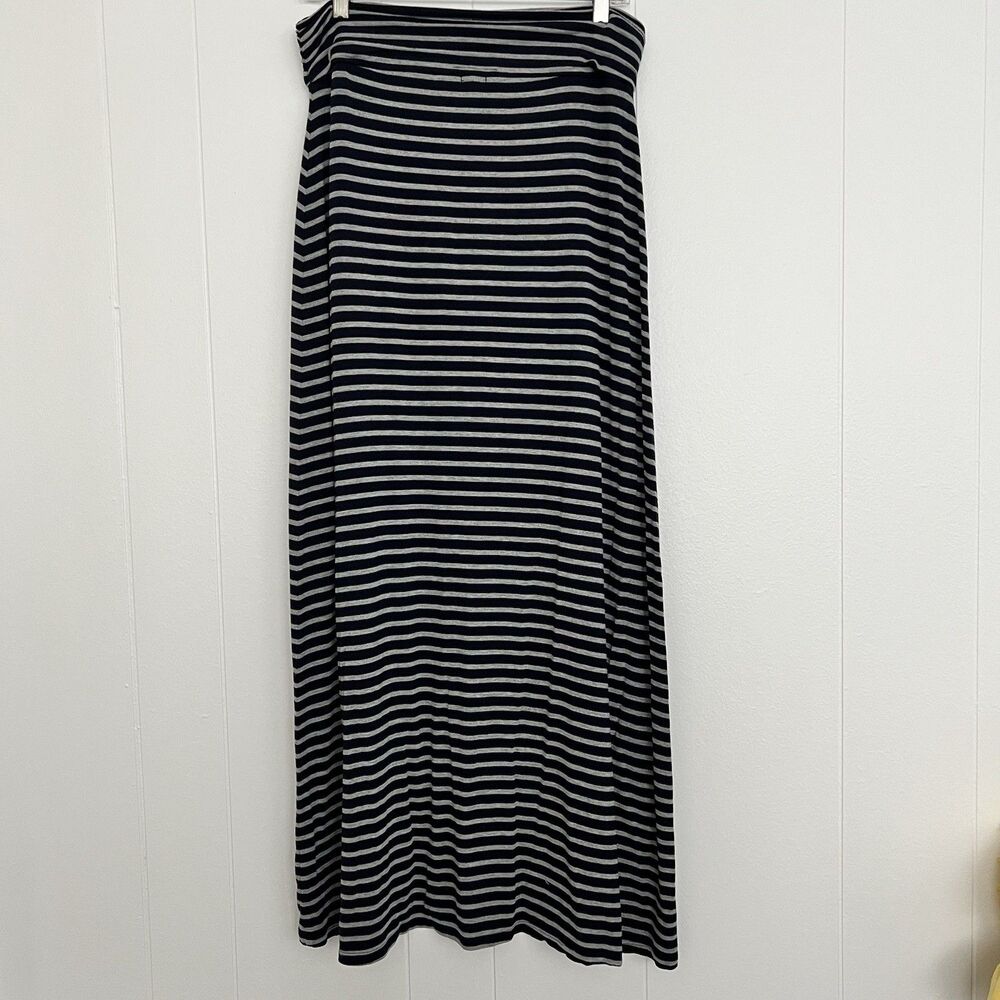 J.Crew Stripe Maxi Skirt Navy Gray Casual Alt Grunge Coastal Nautical Women's S - Picture 6 of 11